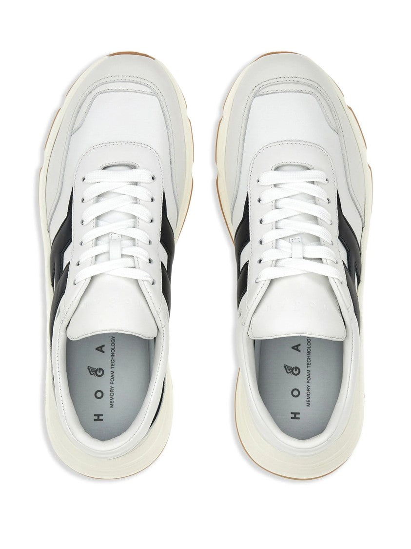 Hogan White H Logo Lace-Up Sneakers