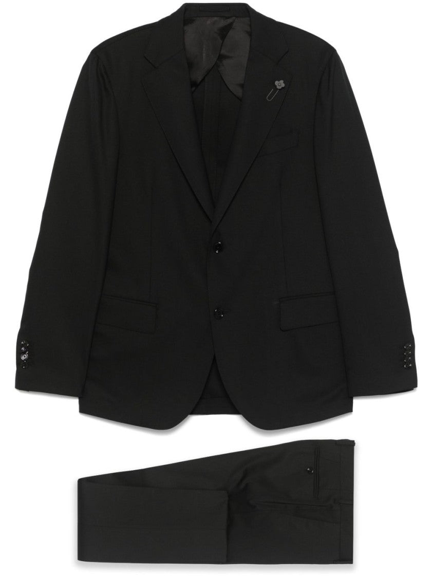 Lardini Tailored Wool Suit With Concealed Fastening