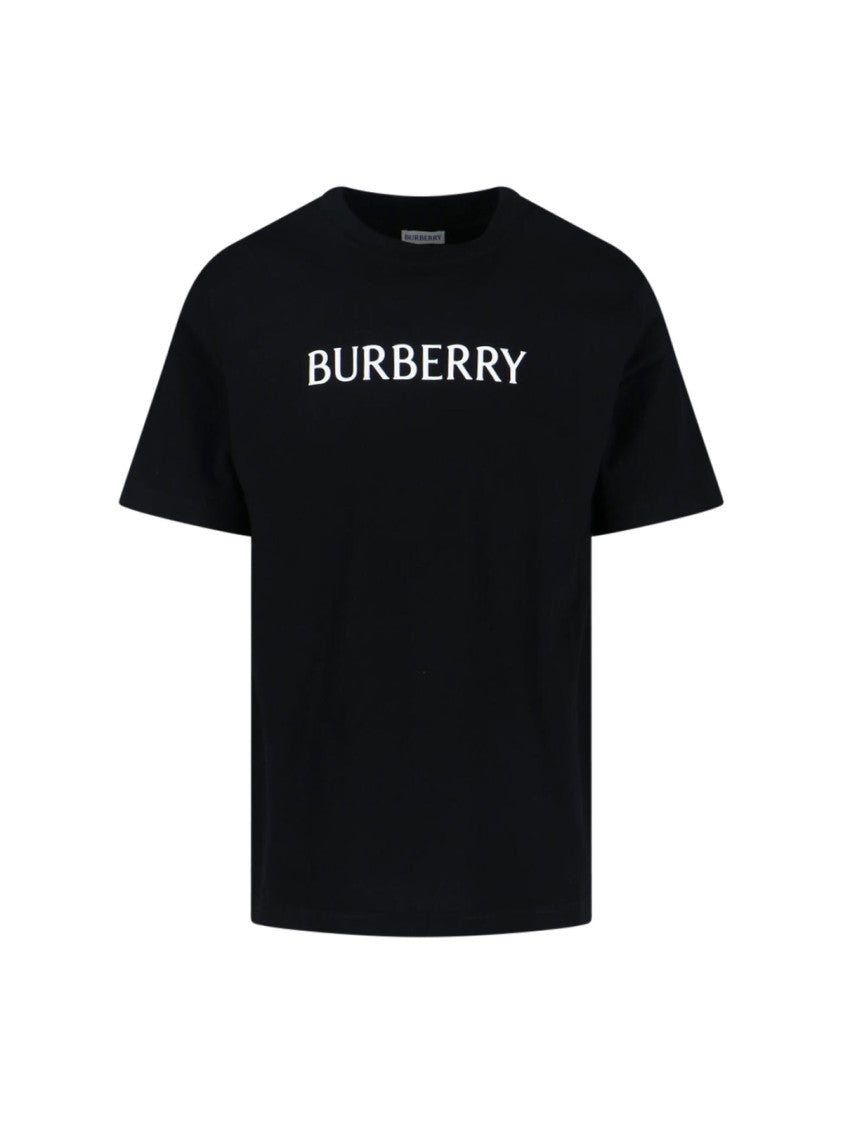 Burberry Logo T-Shirt In Black Cotton, Crew Neck