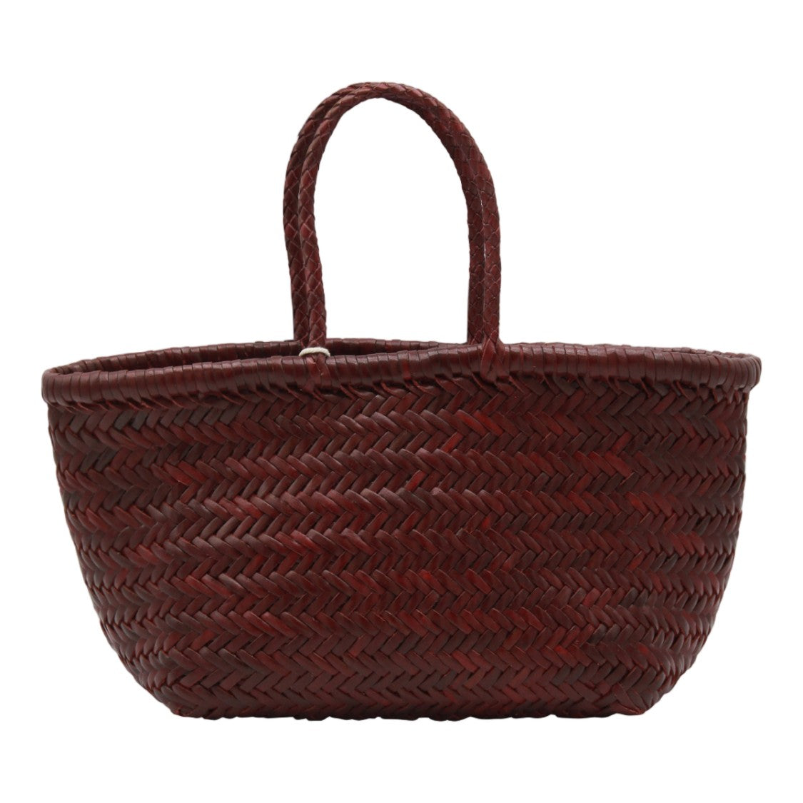 Dragon Diffusion Brown Rectangular Woven Braided Handle Handbag