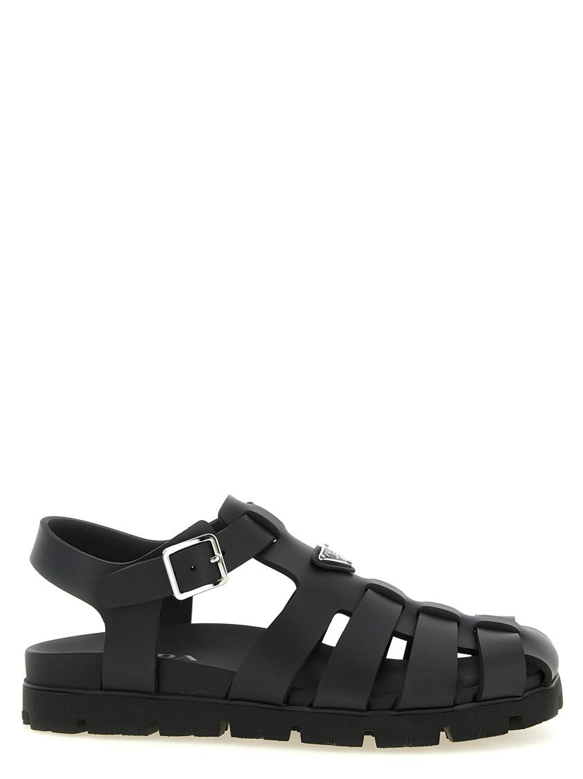 Prada Cage Design Sandals With Adjustable Ankle Strap