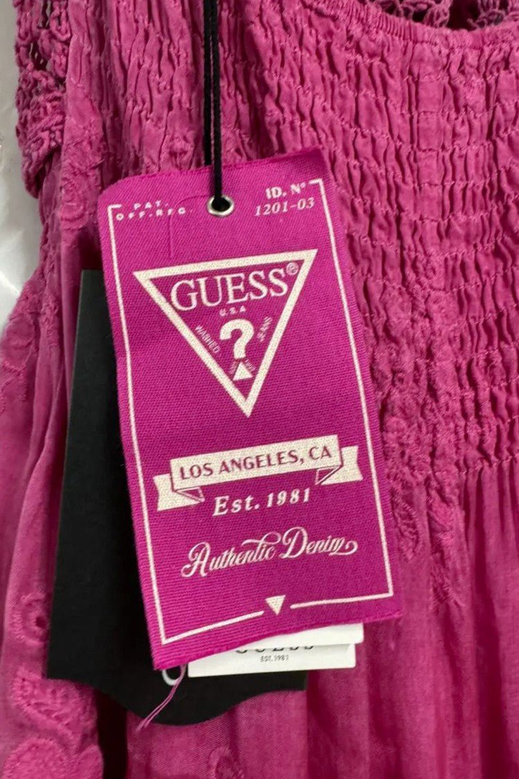 Guess Fuchsia Crepe Midi Dress
