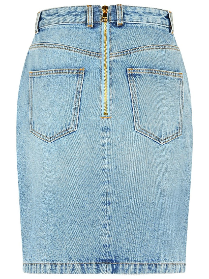 Balmain Light Blue Cotton Skirt