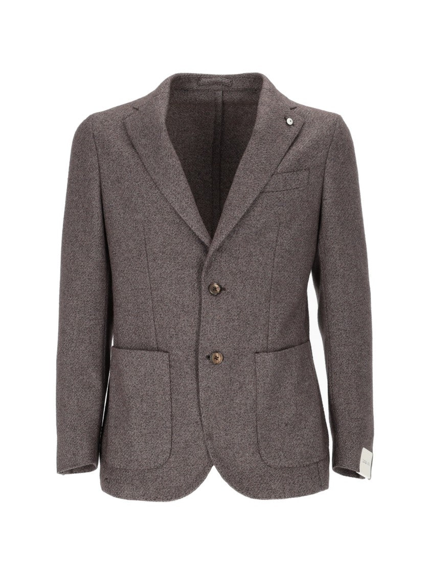 L.B.M. 1911 Brown Drop S Textured Blazer