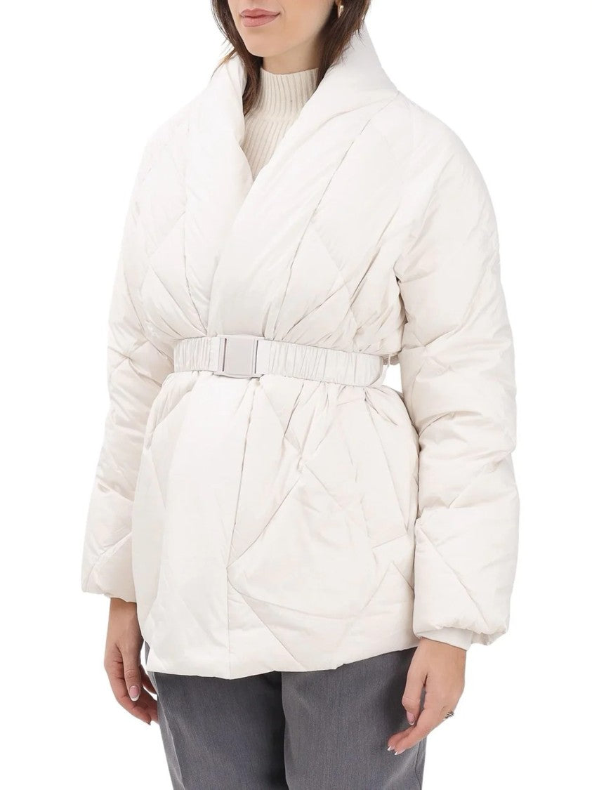 Vicolo White Polyester Belted Down Jacket