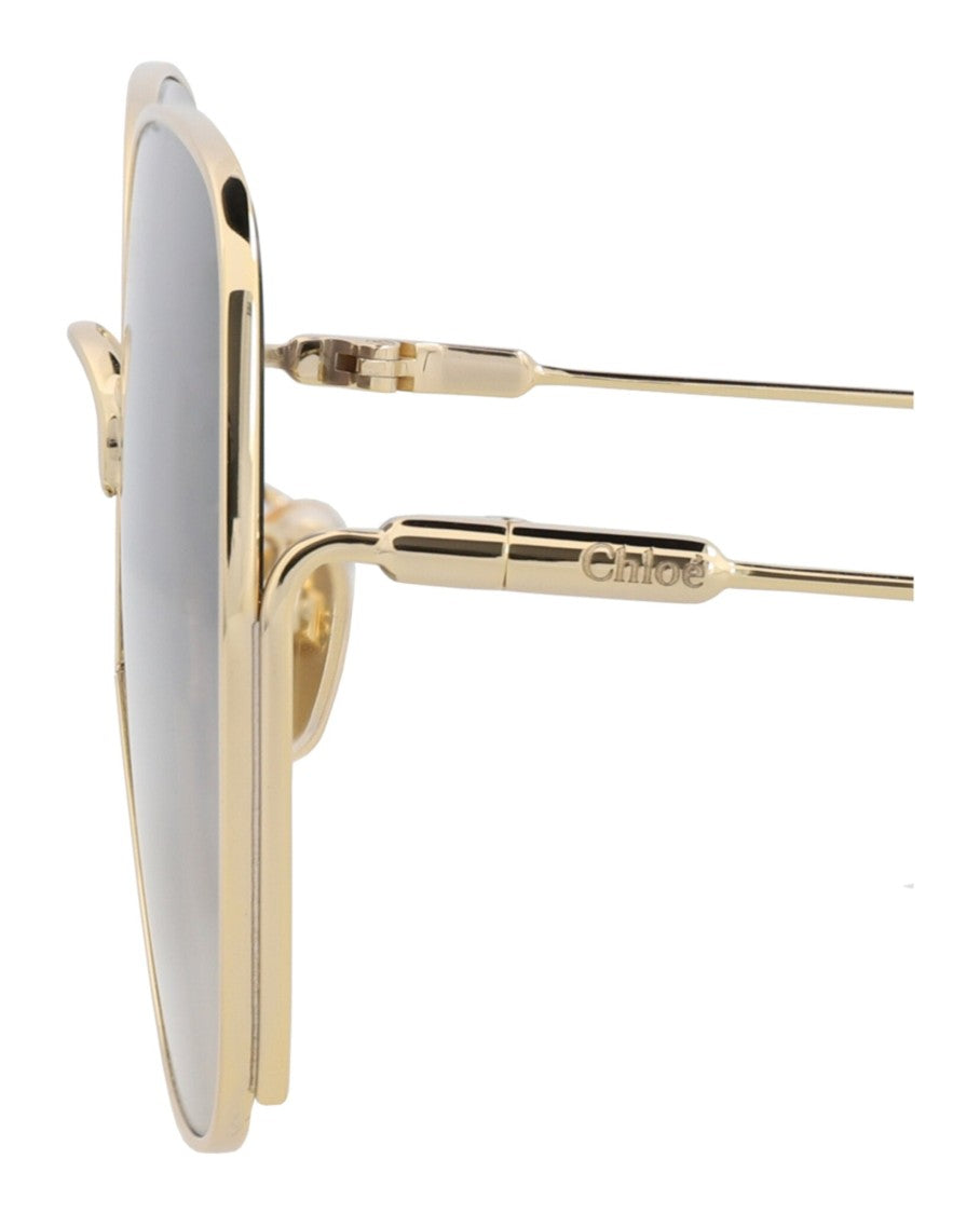 Chloé Square-Frame Metal Sunglasses