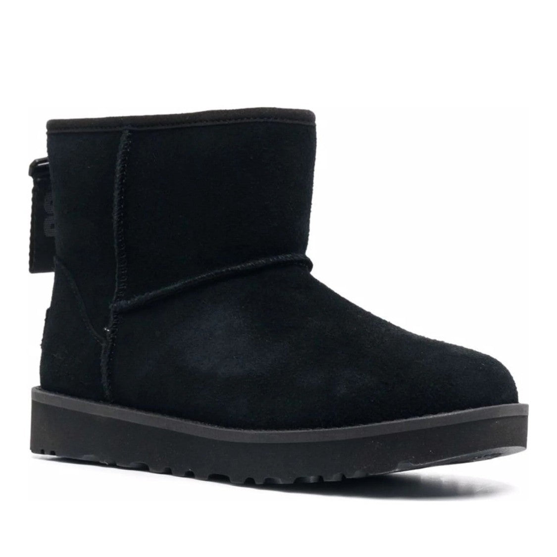 Ugg Classic Mini Logo Zip Black Wool-Lined Leather Boots