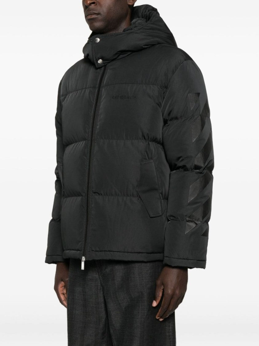 Off-White Boxy Black Puffer Jacket With Hood