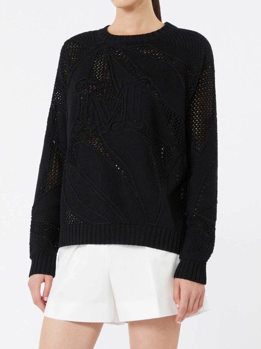 Max Mara Black Mxmsalvo Textured Black Knit Sweater