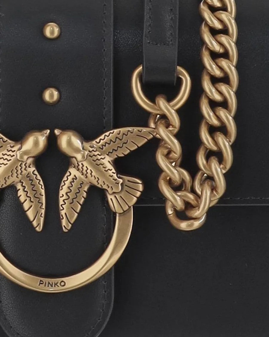 Pinko Black/Antique Gold Love Bag Mini Crossbody Bag