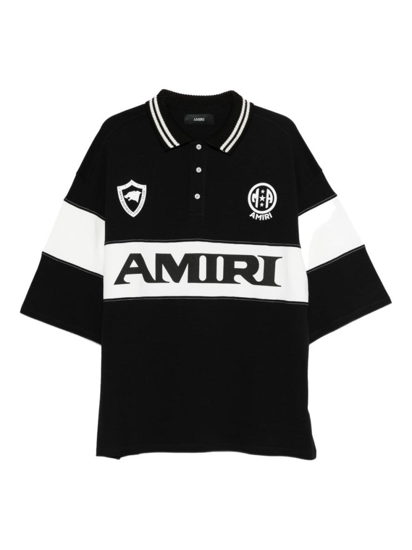 Amiri Black Polo Shirt With White Striped
