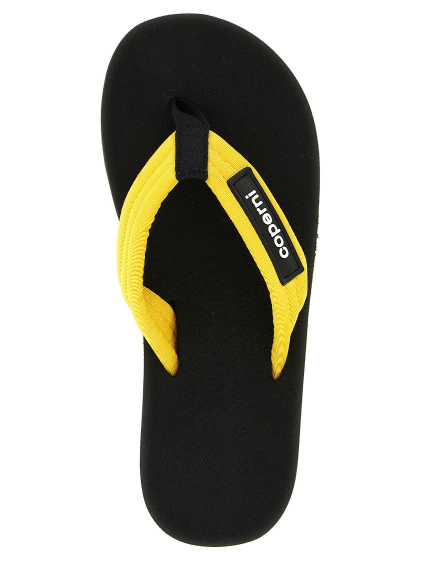 Coperni Wedge Thong Sandals With Padded Bright Yellow Straps