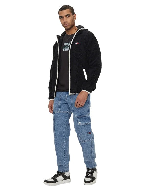 Tommy Jeans Black Jacket With Zip Closure And Hood