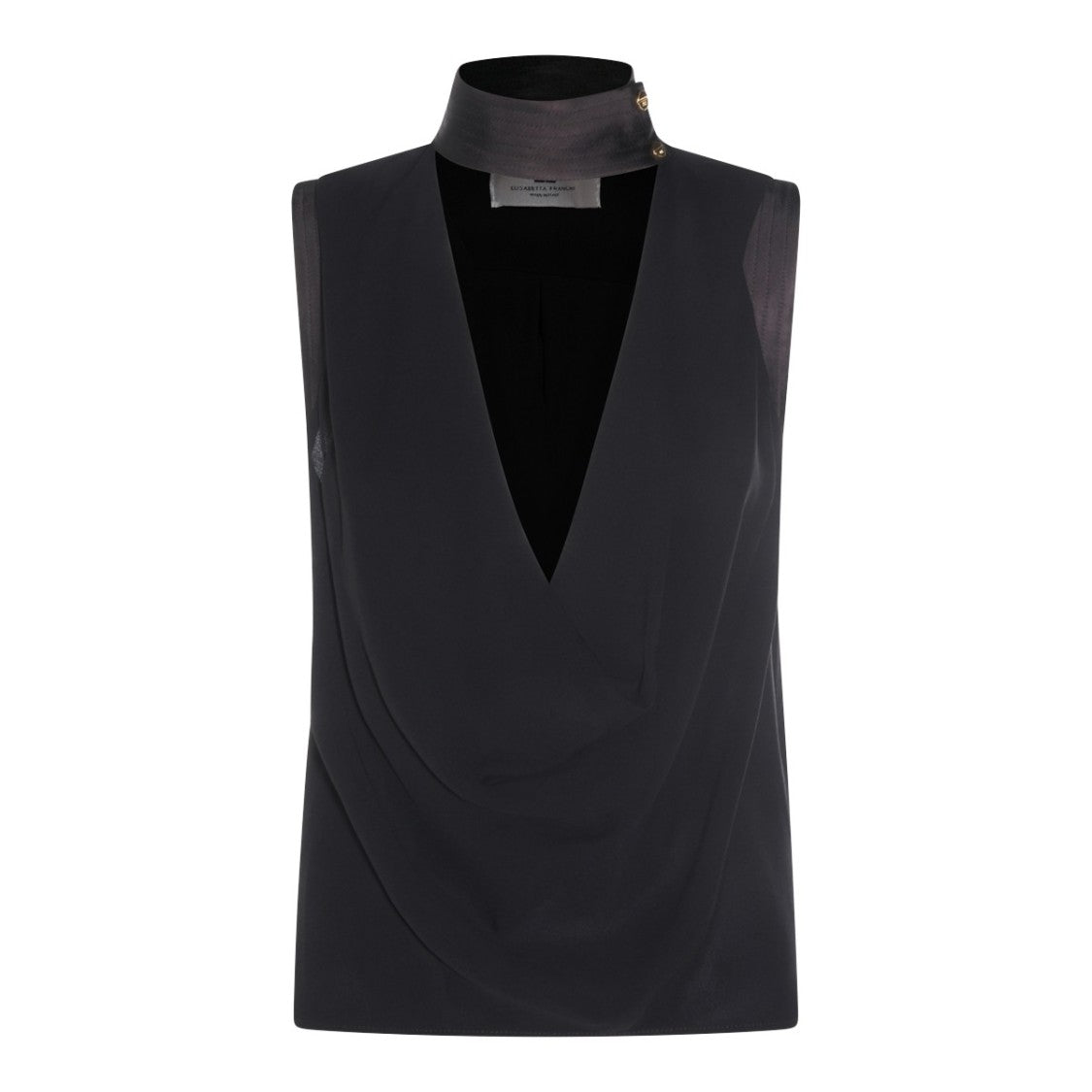Elisabetta Franchi Tailored Fit Black Shirt With Structured Collar