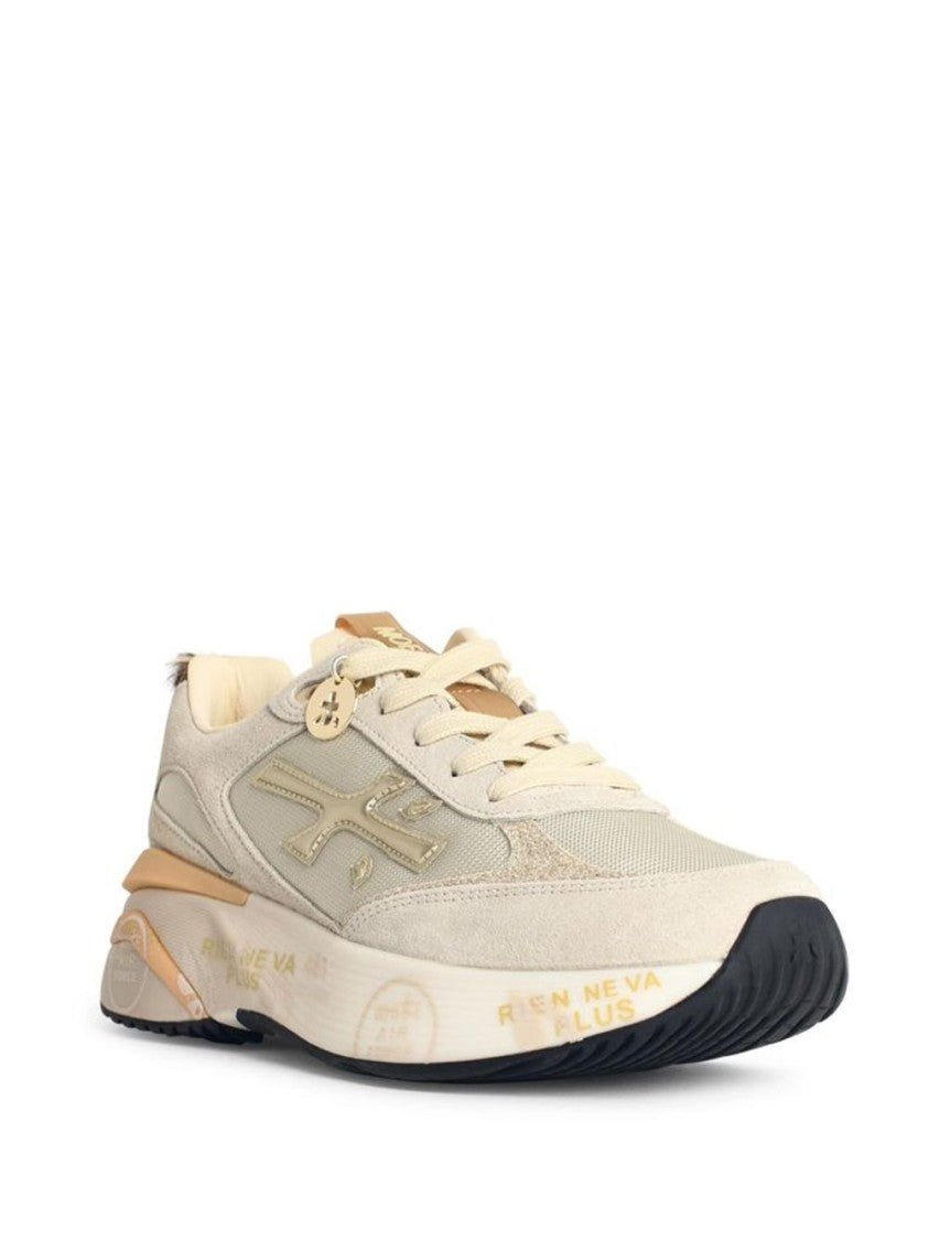 Premiata Beige Suede Sneakers With Rubber Tongue And Chunky Sole