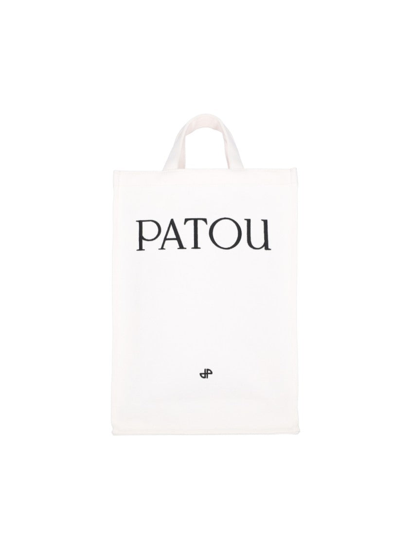 Patou Vertical Logo Tote Bag – White
