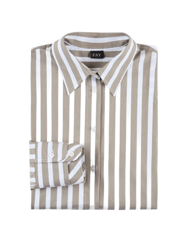 Fay Long-Sleeve Green Fay Shirt With Embroidered Logo