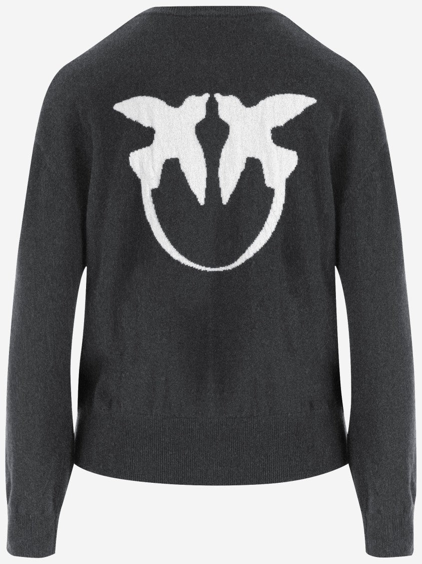 Pinko Classic Crew Neck Sweater With Bird Graphic By Pinko