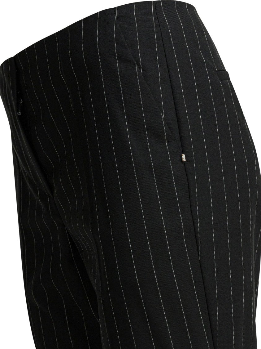 Max Mara Pinstripe Wide Trousers With Tailored Fit And Flared Hem