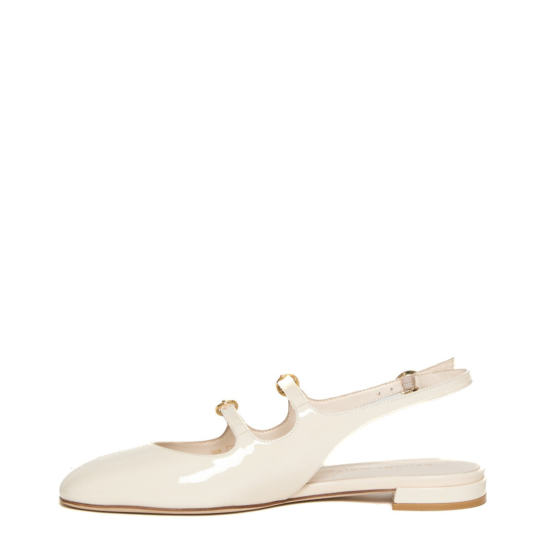 Stuart Weitzman White Patent Slingback Shoes With Double Strap