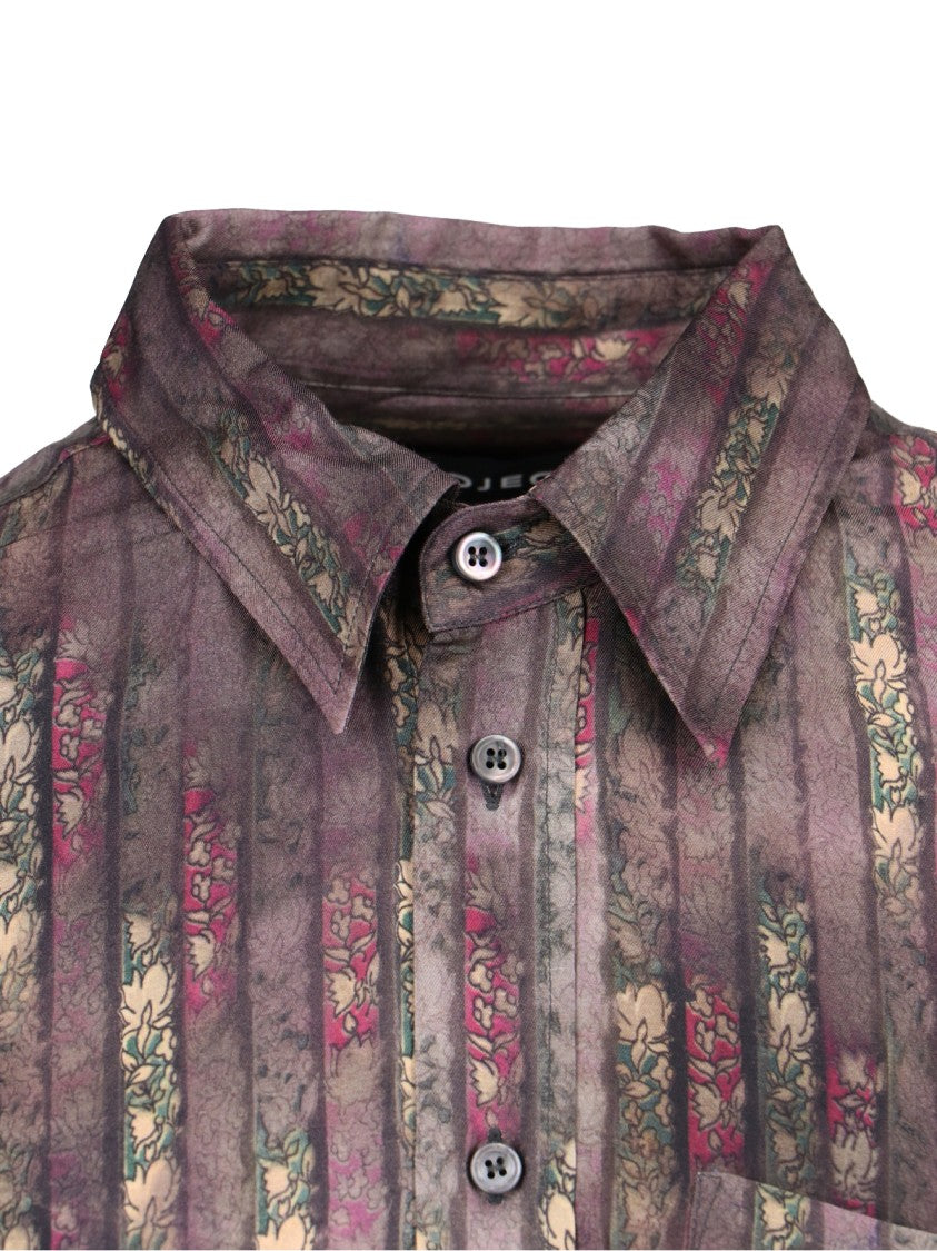Y/Project Floral Motif Shirt In Brown Viscose