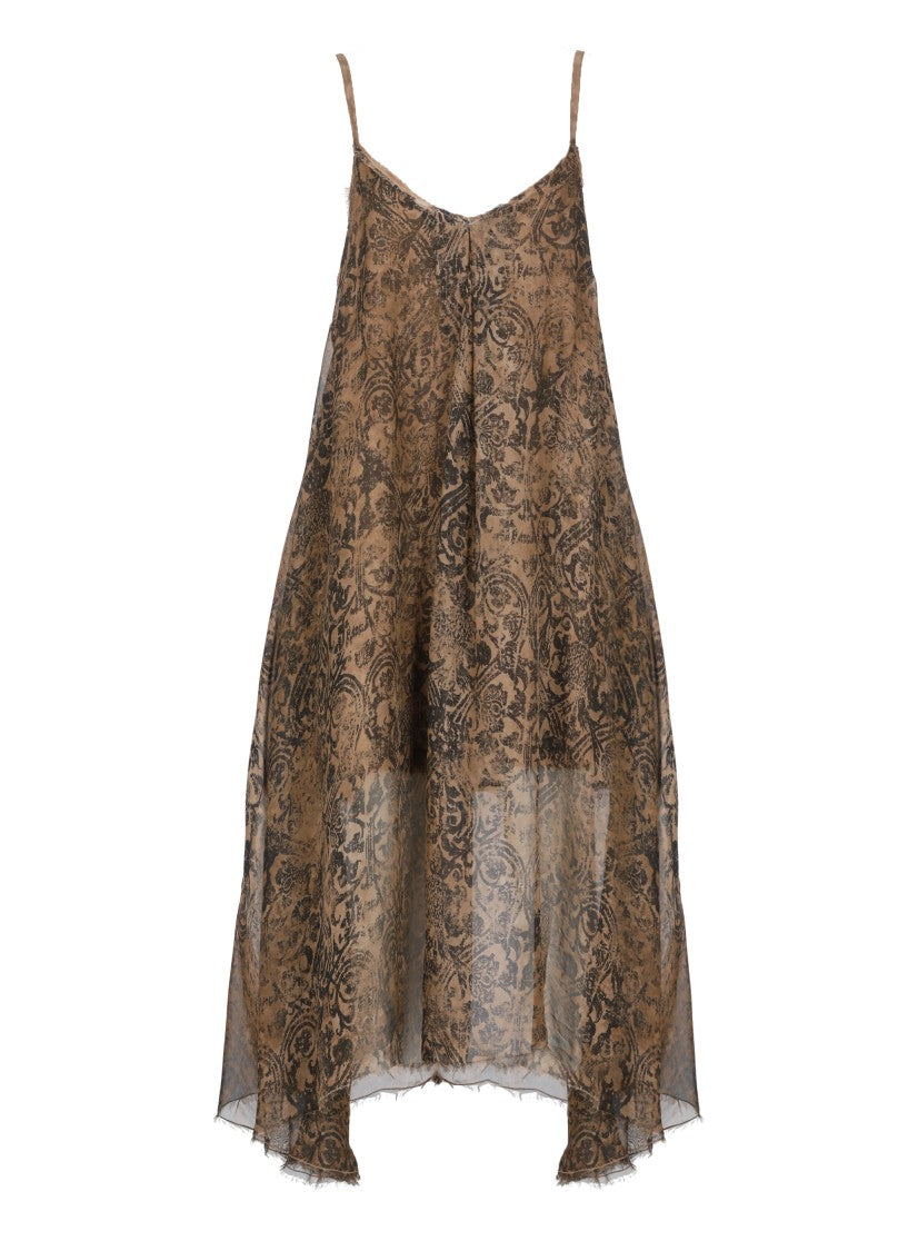 Sanctamuerte Brown Viscose And Silk Dress