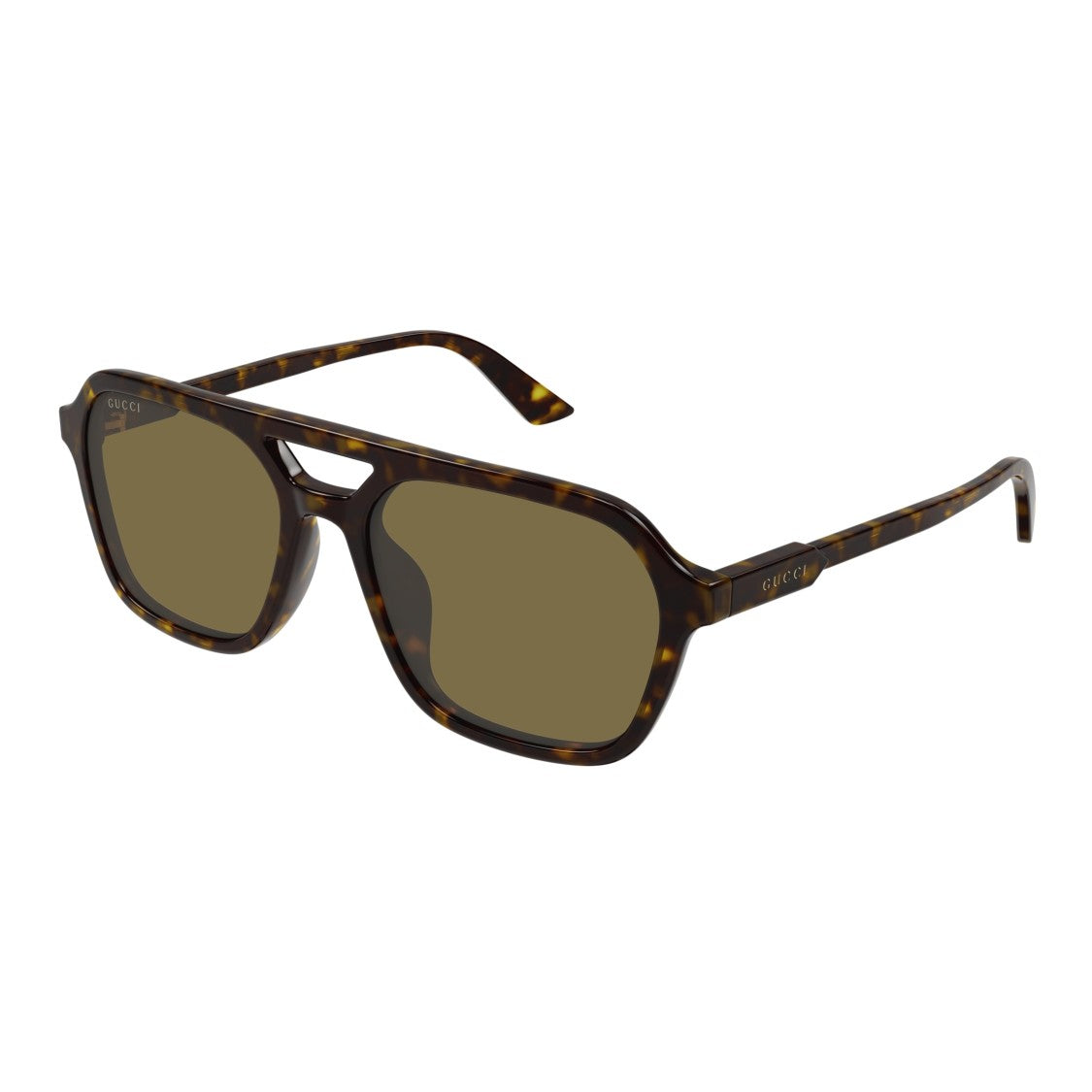 Gucci Tortoiseshell Square Frame Sunglasses With Distinctive Cut-Out Detail