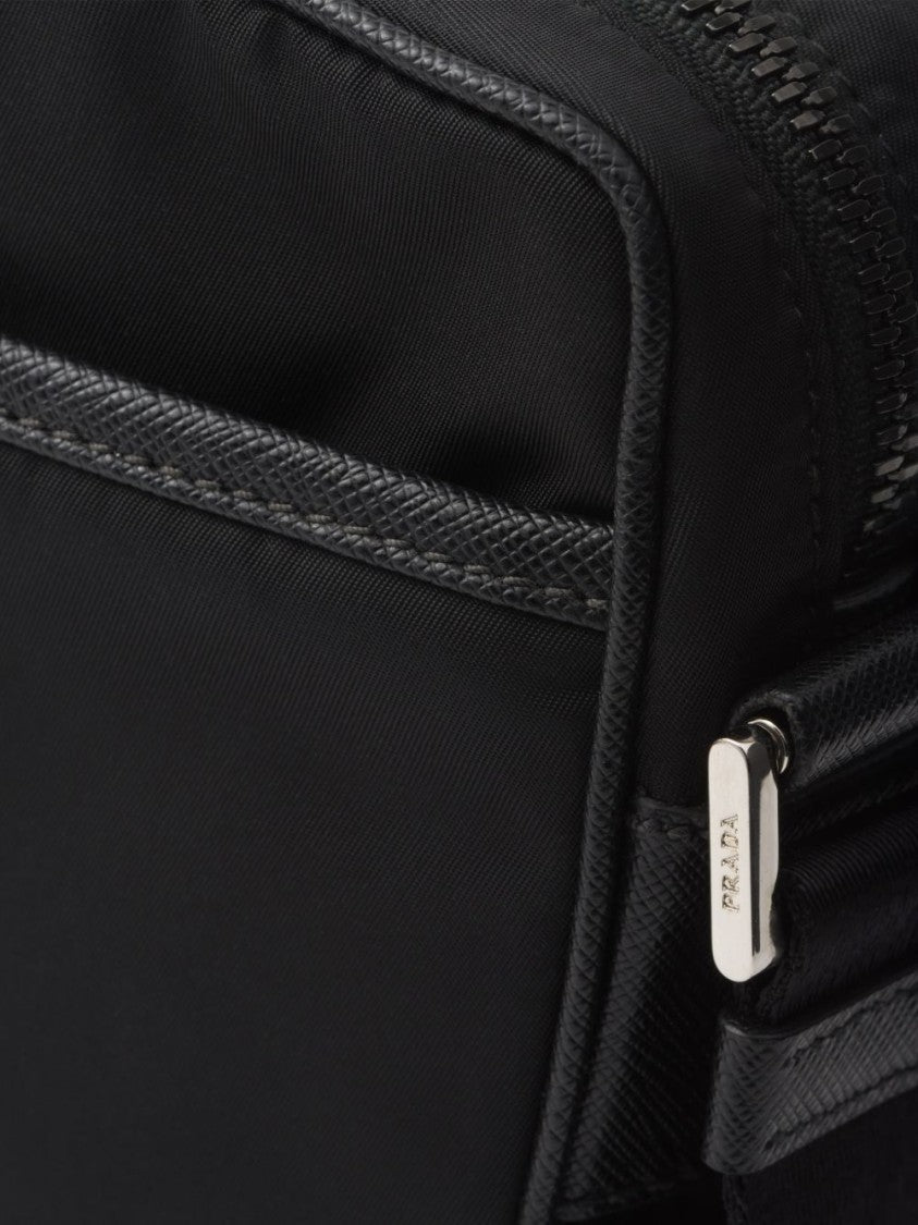 Prada Black Rectangular Triangular Logo Crossbody Bag