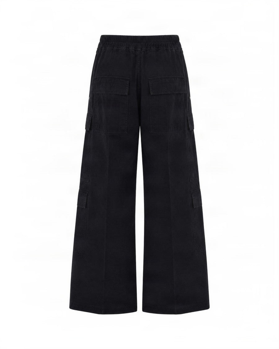 Drkshdw By Rick Owens Creatch Jumbo Belas Black Cotton Wide-Leg Cargo Pants