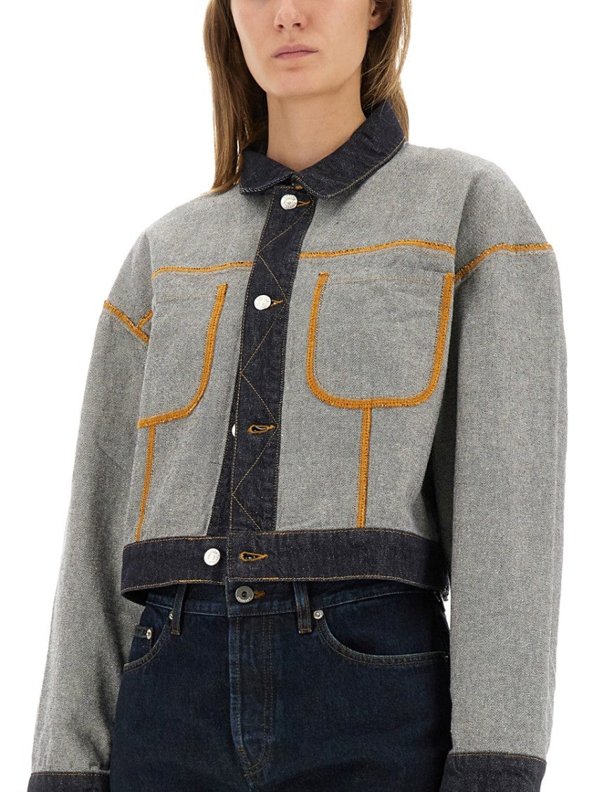 Moschino Cropped Boxy Denim Jacket