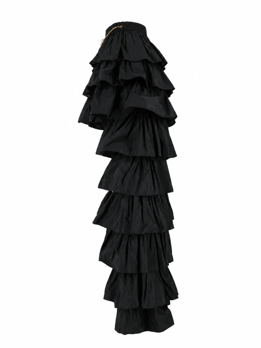 Elisabetta Franchi Ruffled High-Low Chain Detail Skirt