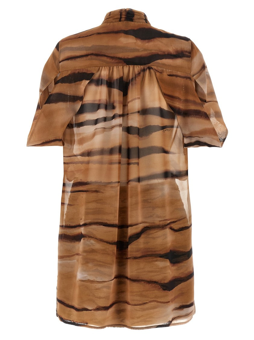 Elisabetta Franchi Mini Dress With Removable Chiffon Top And Cape Construction