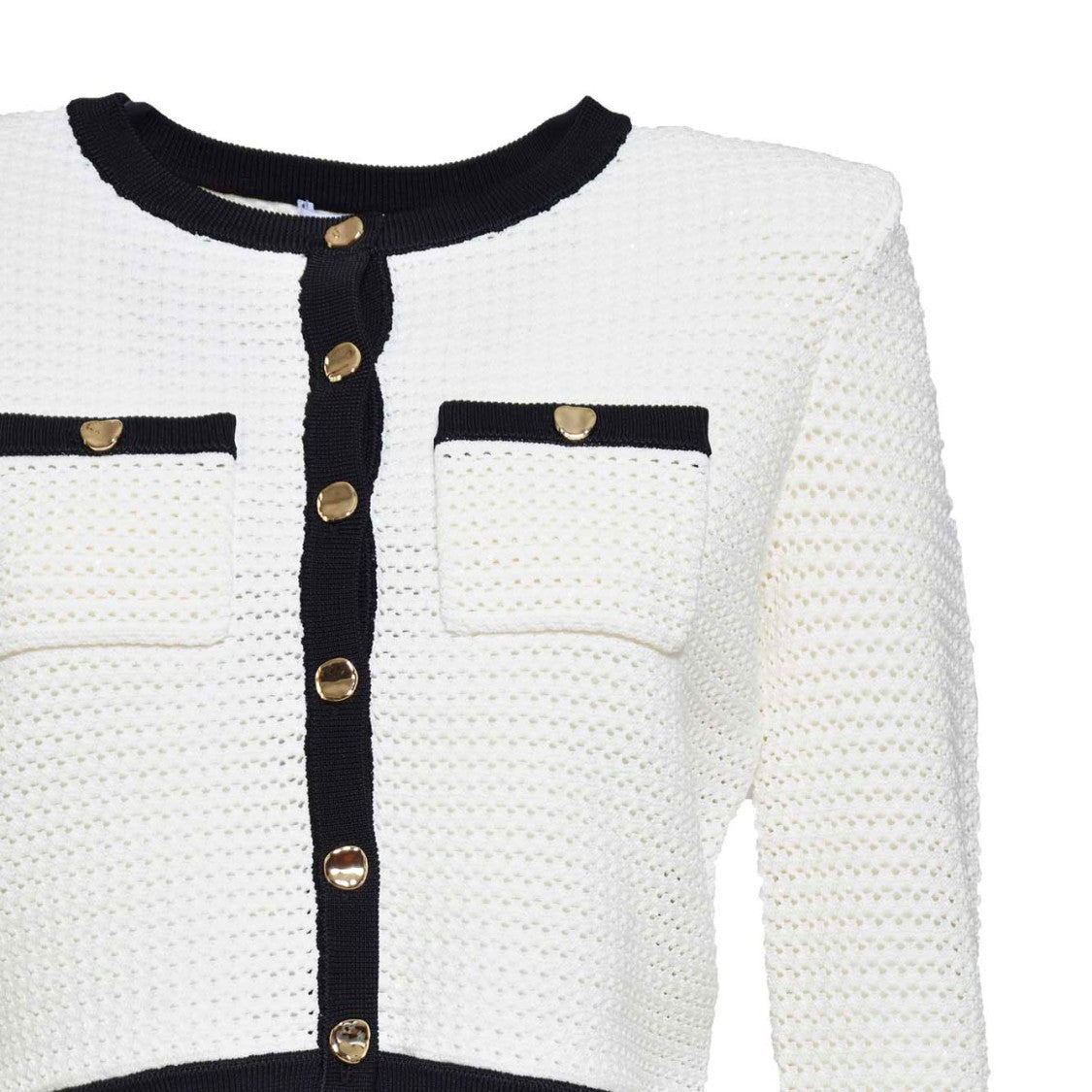 Self-Portrait White Crochet Knit Cardigan