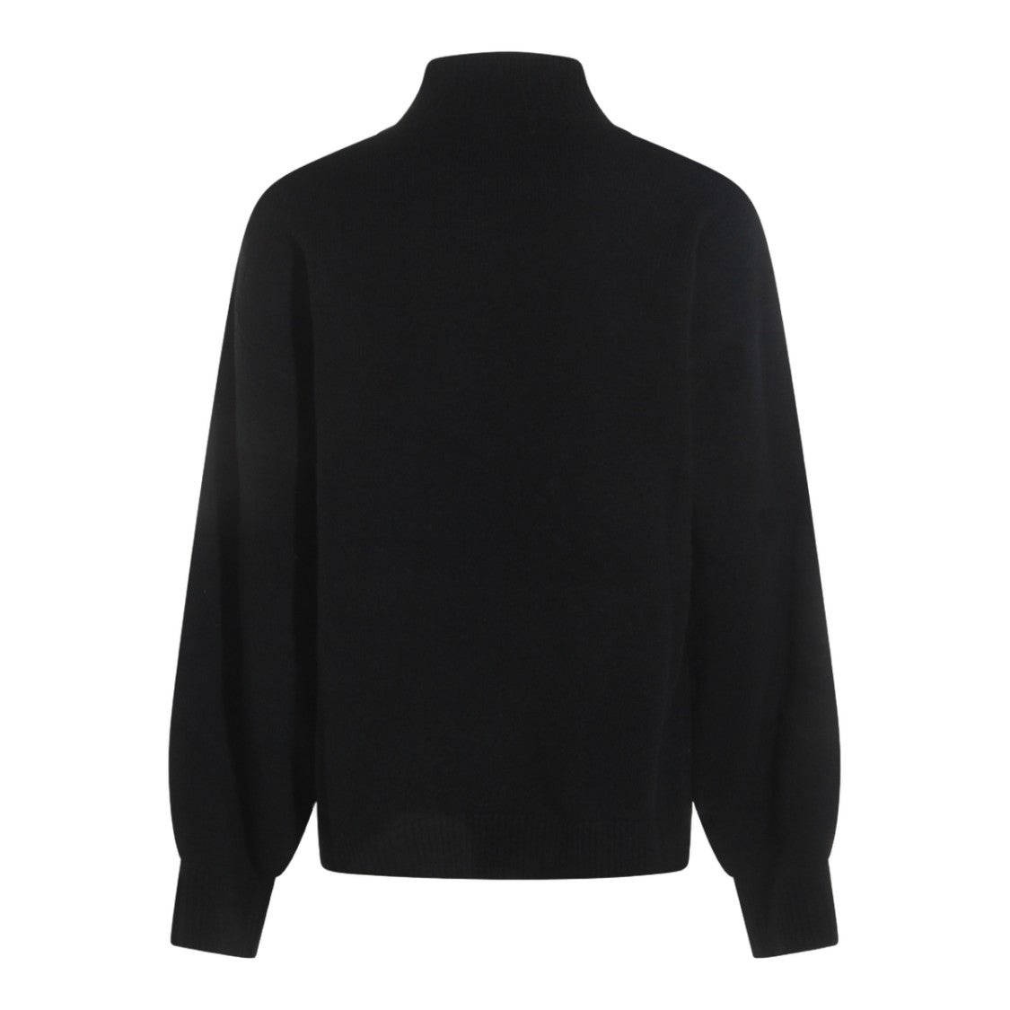 Malo High-Neck Black Sweater With Ribbed Cuffs