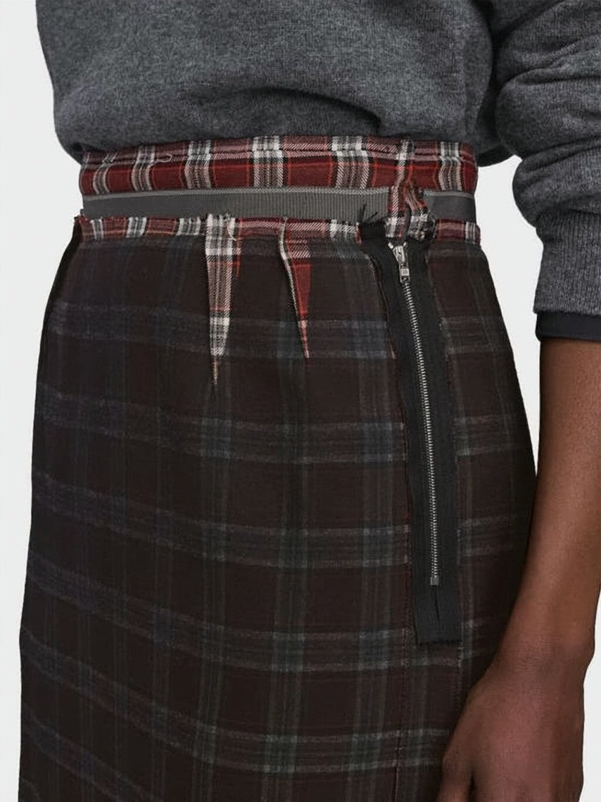 Maison Margiela Plaid Midi Skirt With Gradient Effect
