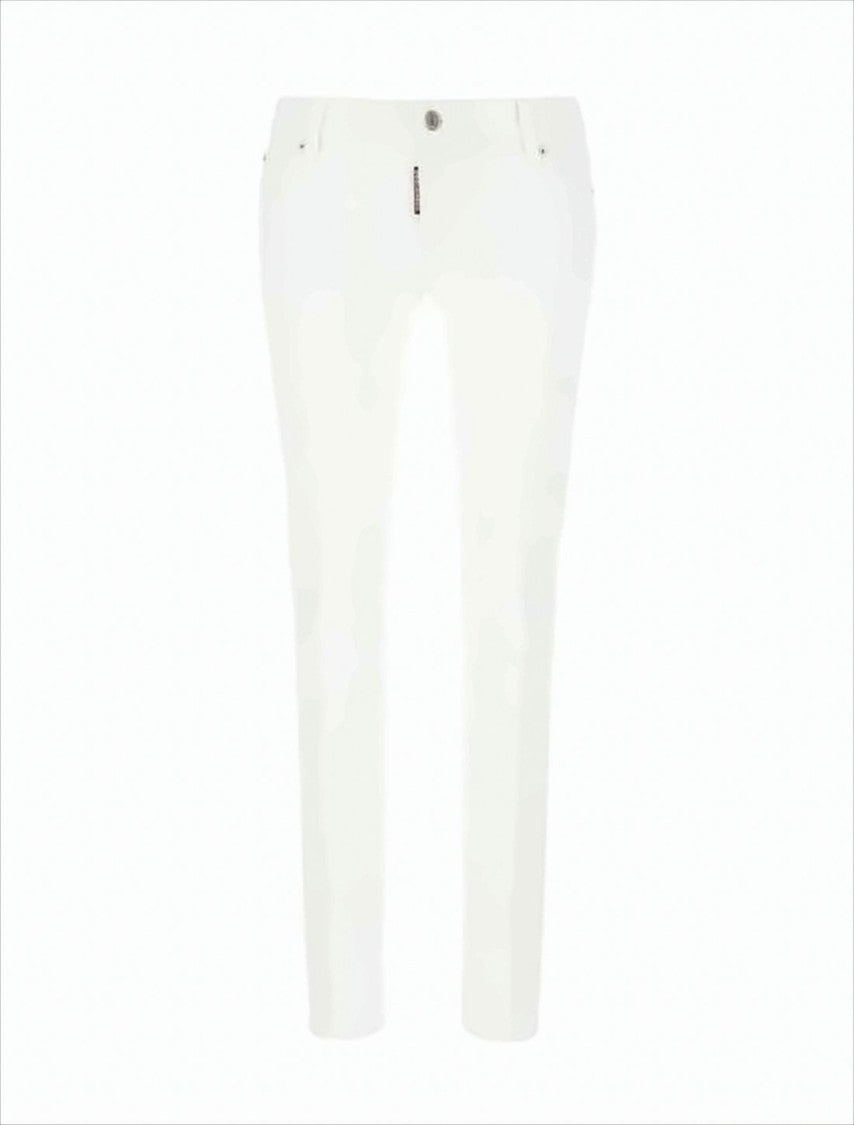 Dsquared2 Slim-Fit White Denim Pants With Design