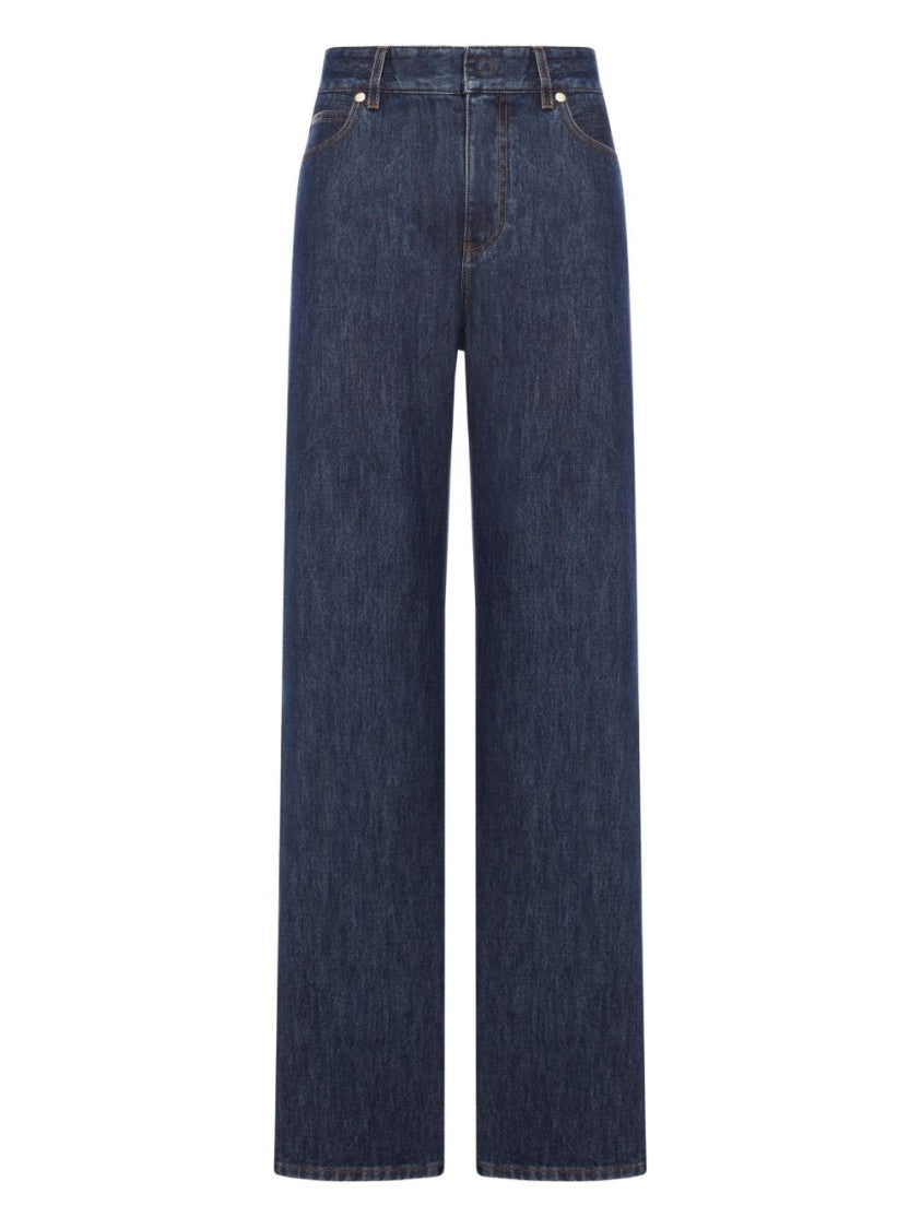 Fendi Wide-Leg Denim Trousers With Classic Five-Pocket Design
