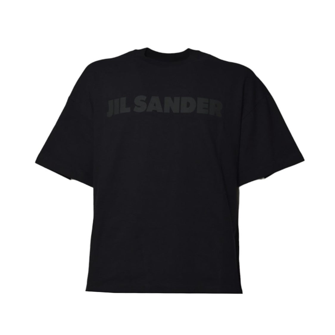 Jil Sander Black Cotton T-Shirt With Tone-On-Tone Logo