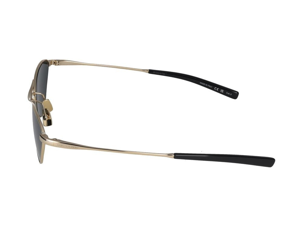 Saint Laurent Gold Curved Bridge Cat-Eye Metal Sunglasses