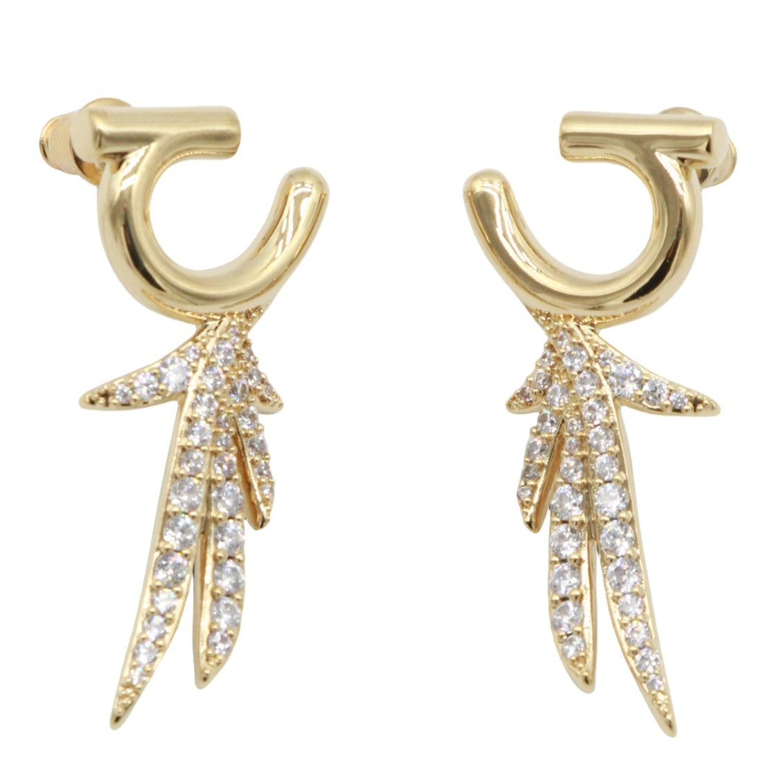 Ferragamo Polished Gold-Tone Crystal Earrings