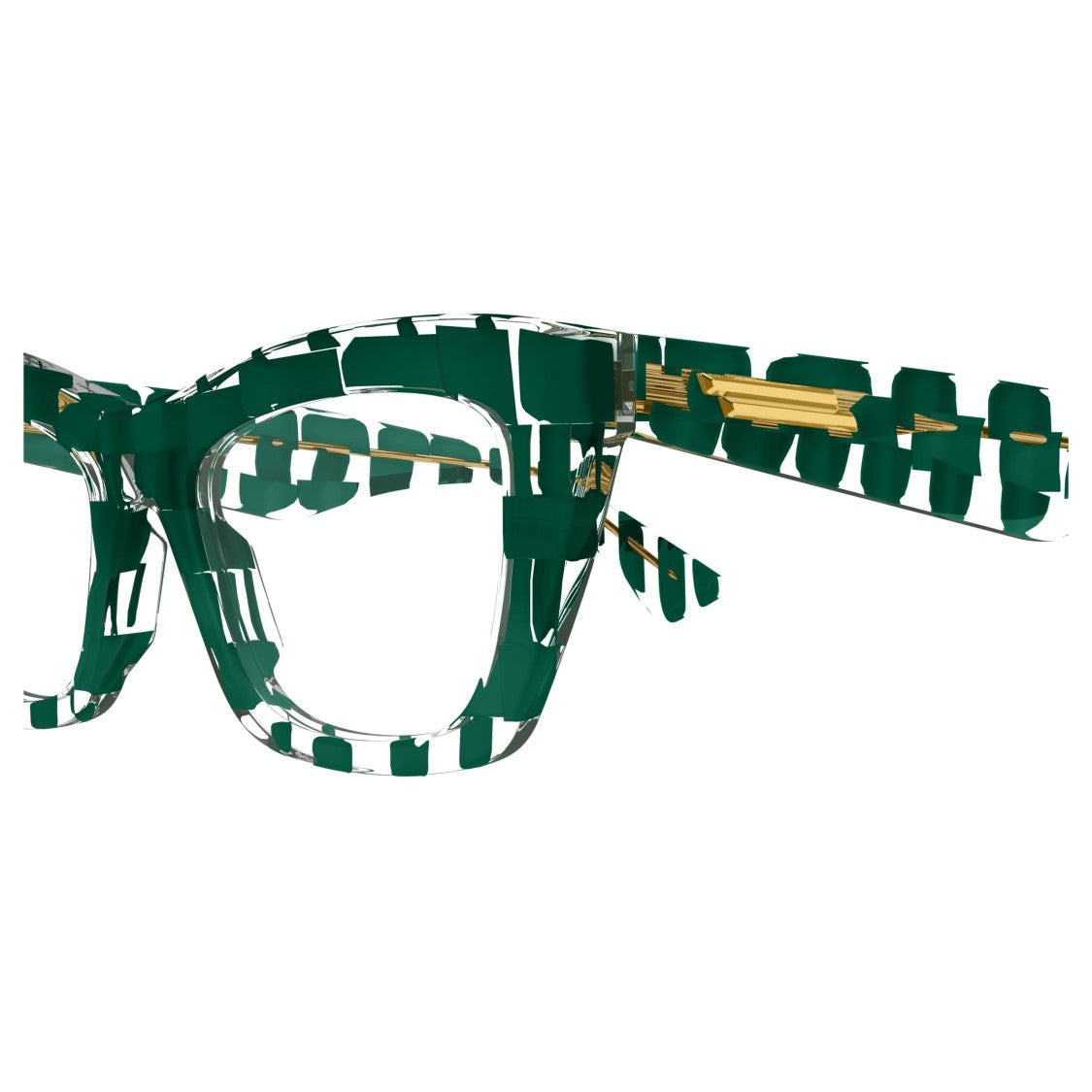 Bottega Veneta Bv1215o Checkered Eyeglasses With Gold Accents