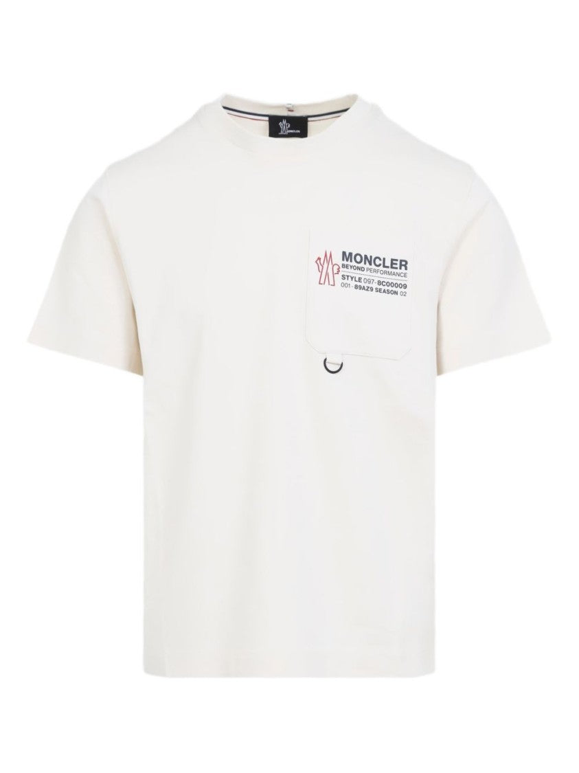 Moncler Grenoble Relaxed Fit Off-White Cotton T-Shirt