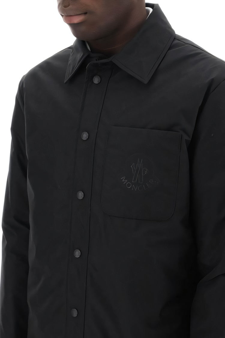 Moncler Classic Black Padded Shirt With Tailored Fit And Subtle Logo Embroidery