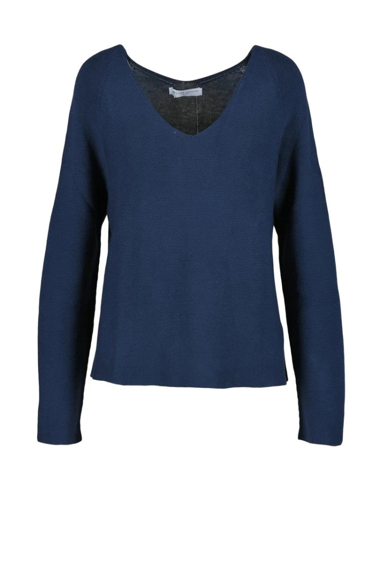 Blu Bianco Blue V-Neck Cotton Sweater