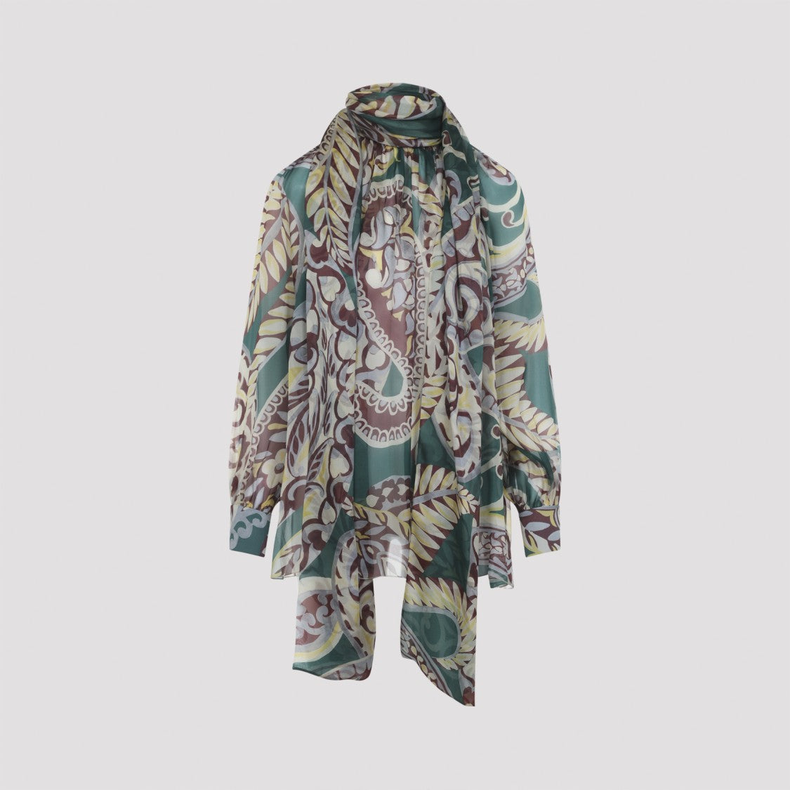 Etro Multicolor Silk Ruched Top With Asymmetric Hem