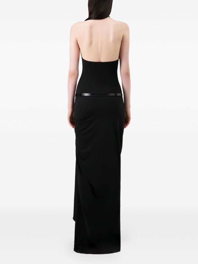 Coperni Halter Neck Maxi Dress With Draped Skirt