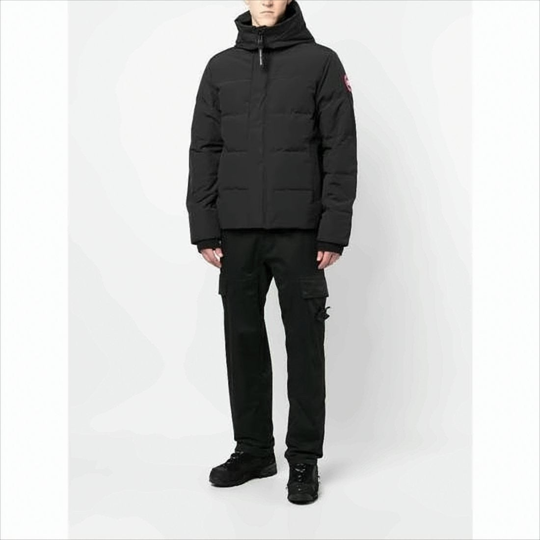 Canada Goose Padded Black Jacket With High Collar And Quilted Design