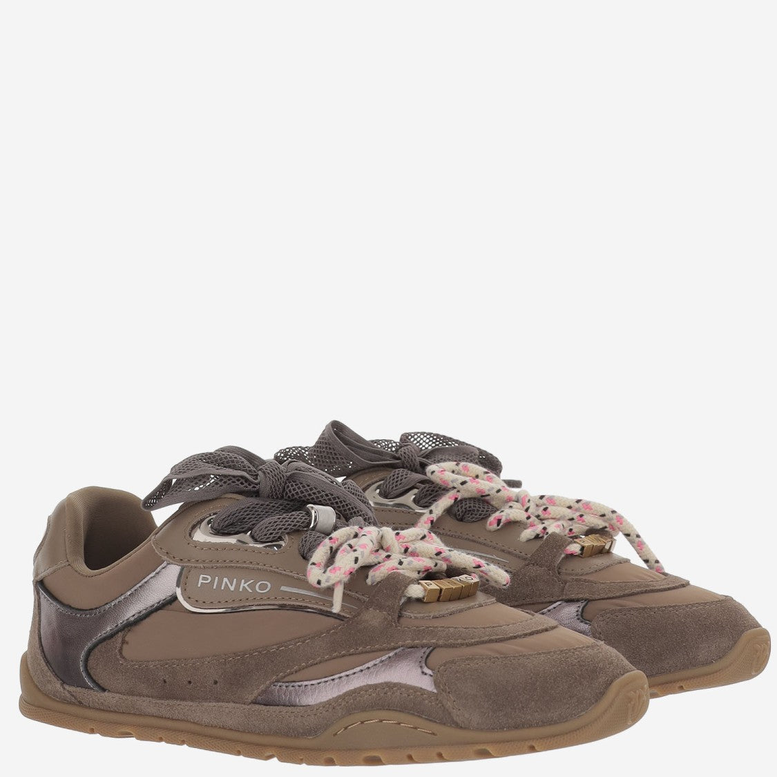 Pinko Structured Brown Sneakers With Contrasting Accents