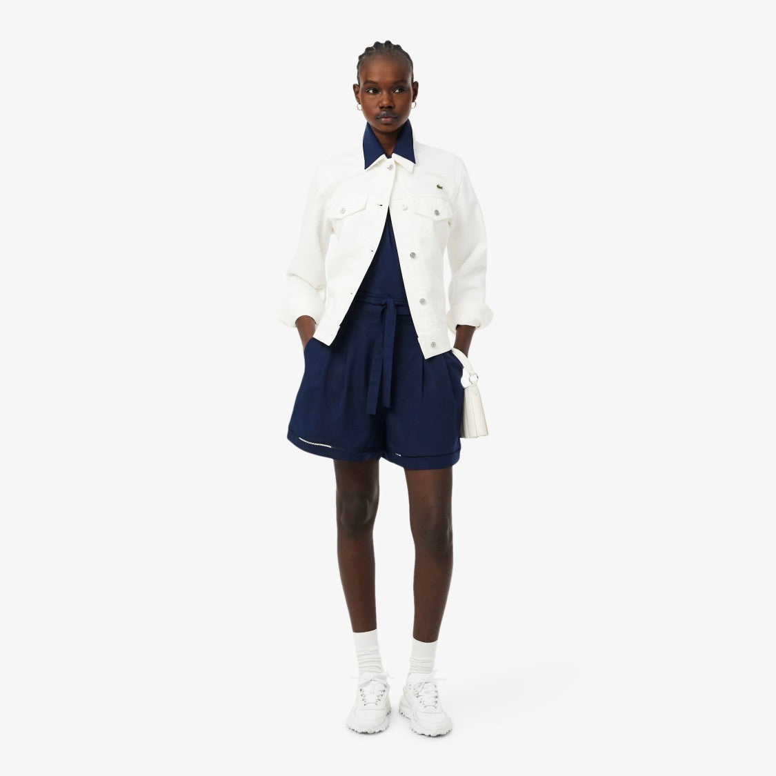 Lacoste Tailored High-Waist Shorts With Self-Tie Belt