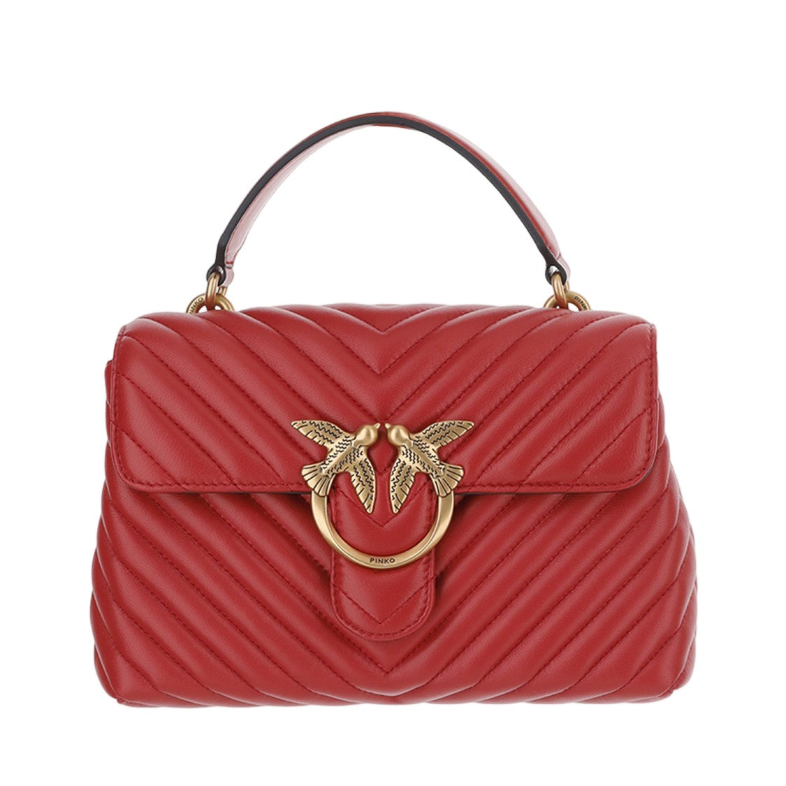 Pinko Red Love Lady Puff Big Quilted Leather Shoulder Bag